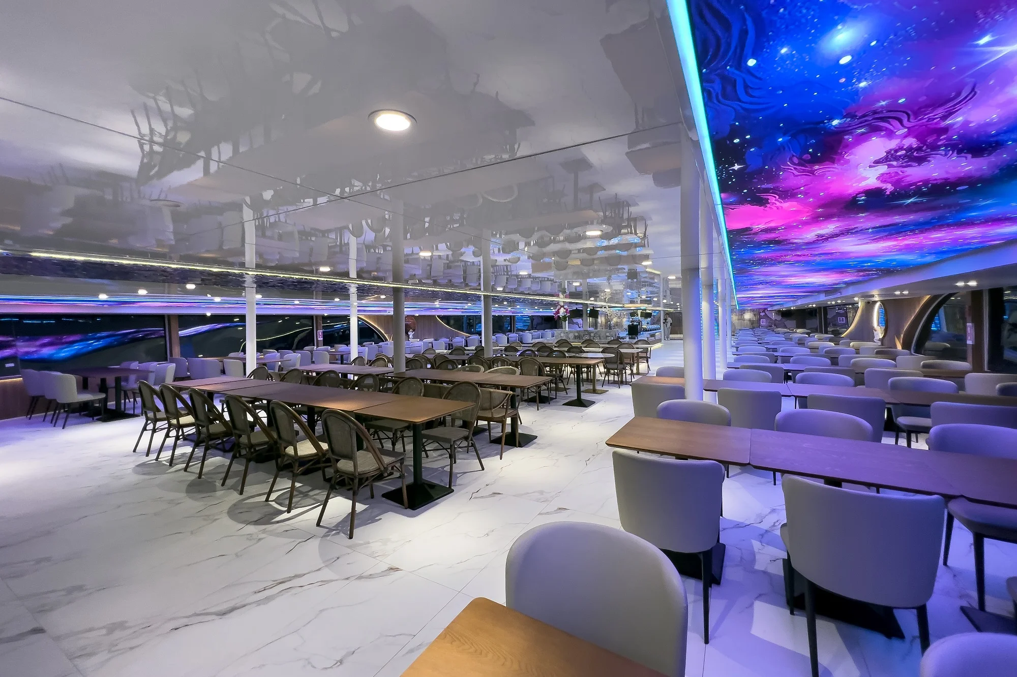 Gourmet dinner Bangkok skyline Planet Dinner Cruise