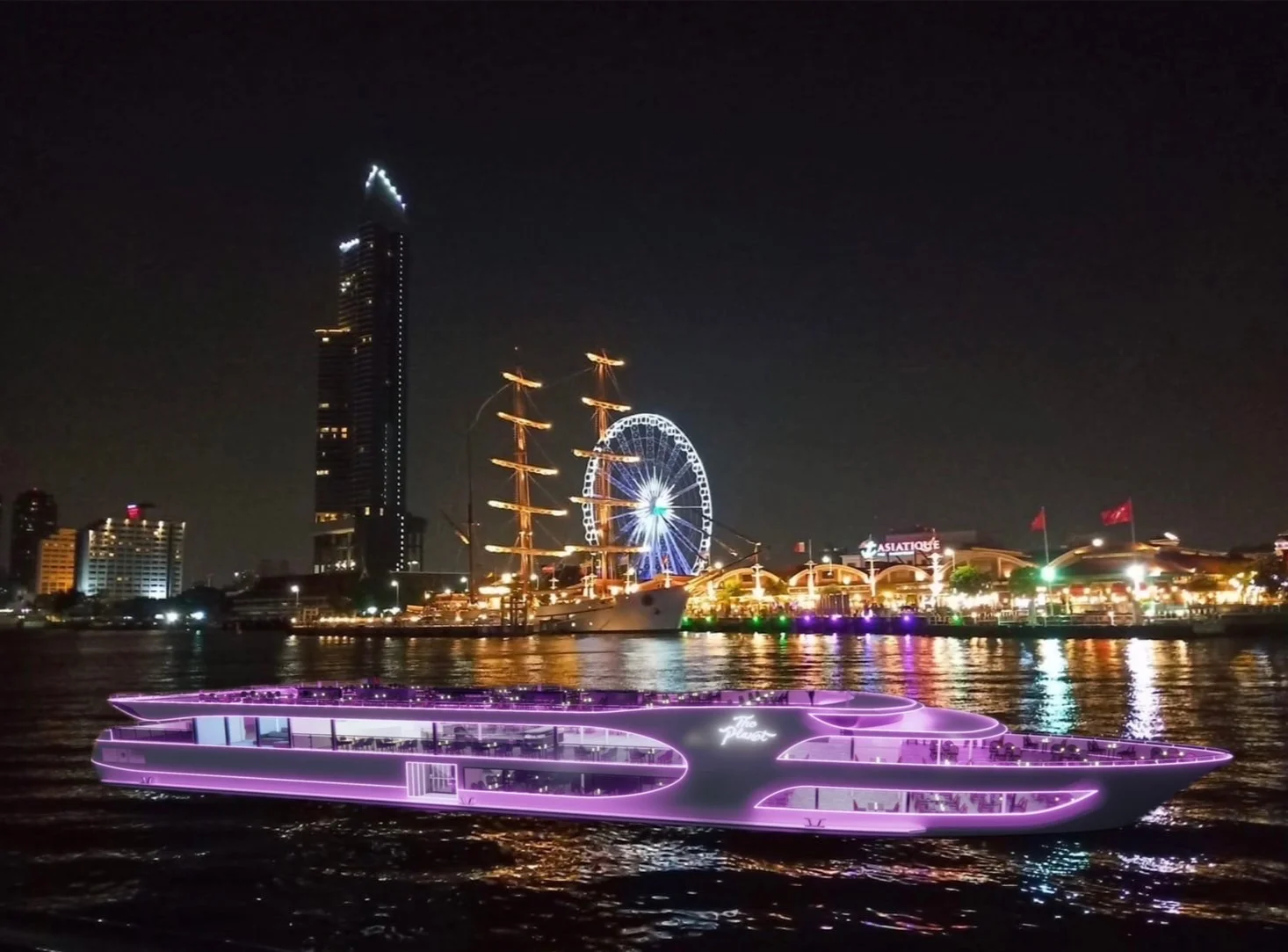 Spectacular evening Planet Dinner Cruise Asiatique Bangkok