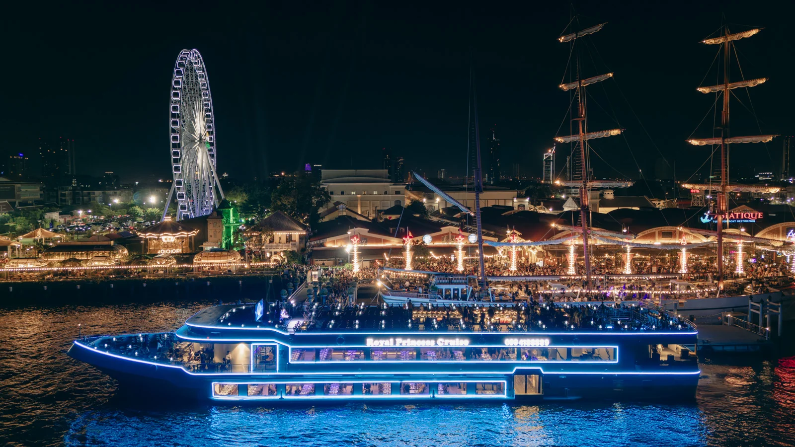 Royal Princess Cruise docked at Asiatique Riverfront in Bangkok