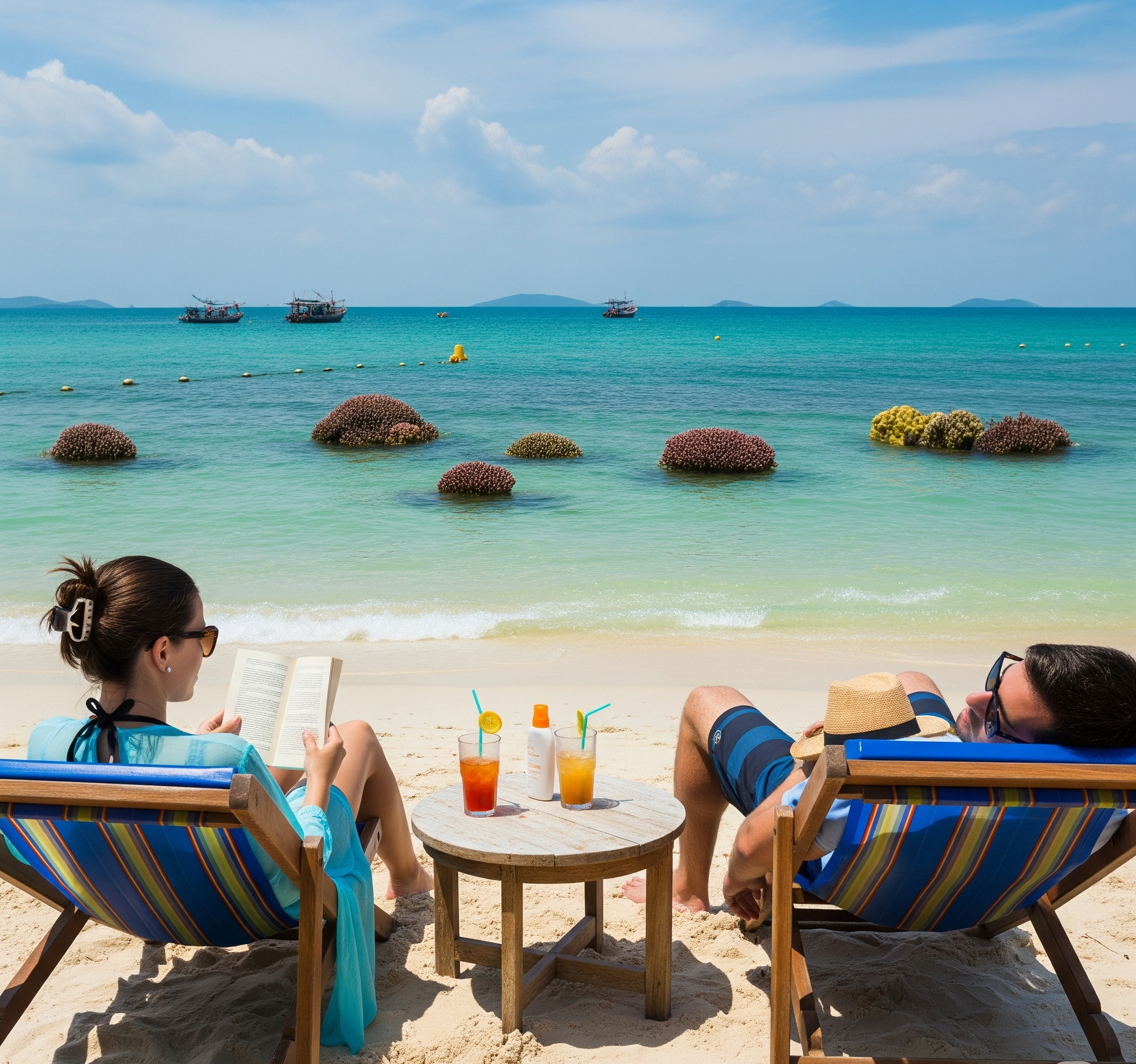 Couple relax at coral island pattaya